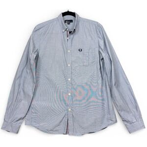 Fred Perry Oxford Shirt Mens M Medium Blue Button Down Front Nautical Casual